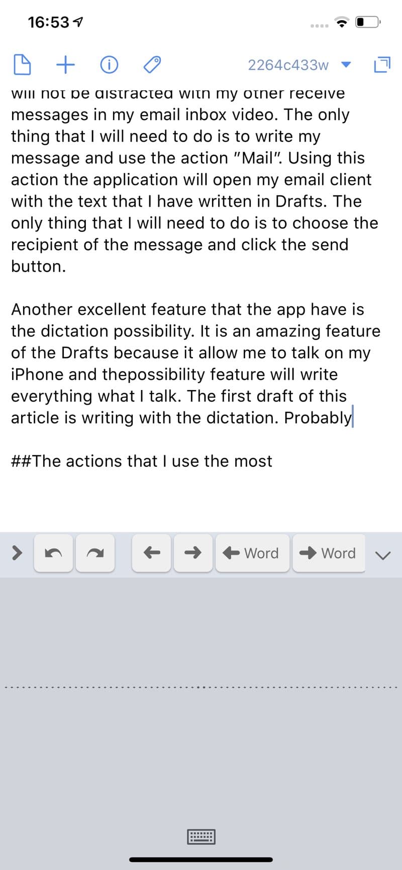 Dictation in Drafts App